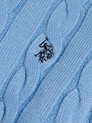 U.S. Polo Assn. Sky Blue Cable Knit Crew Neck Jumper - Image 2 of 2