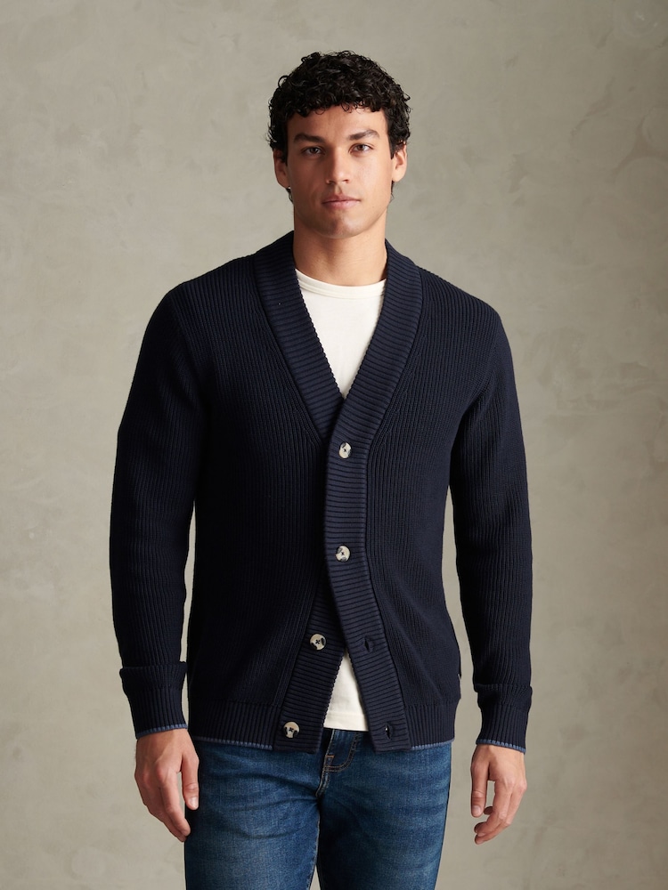 U.S. Polo Assn. Blue Open Collar Knitted Cardigan - Image 1 of 7 U.S. Polo Assn. Blue Open Collar Knitted Cardigan - Image 1 of 7