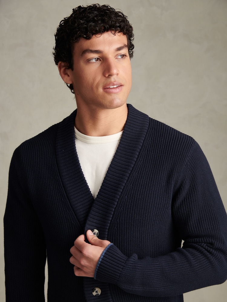 U.S. Polo Assn. Blue Open Collar Knitted Cardigan - Image 2 of 7 U.S. Polo Assn. Blue Open Collar Knitted Cardigan - Image 2 of 7