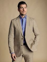 Natural - Charles Tyrwhitt 100% Linen Slim Fit  Jacket - Imagem 1 de 5