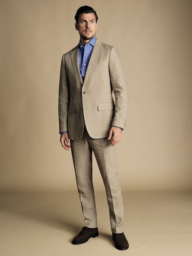 Natural - Charles Tyrwhitt 100% Linen Slim Fit  Jacket - Imagem 2 de 5