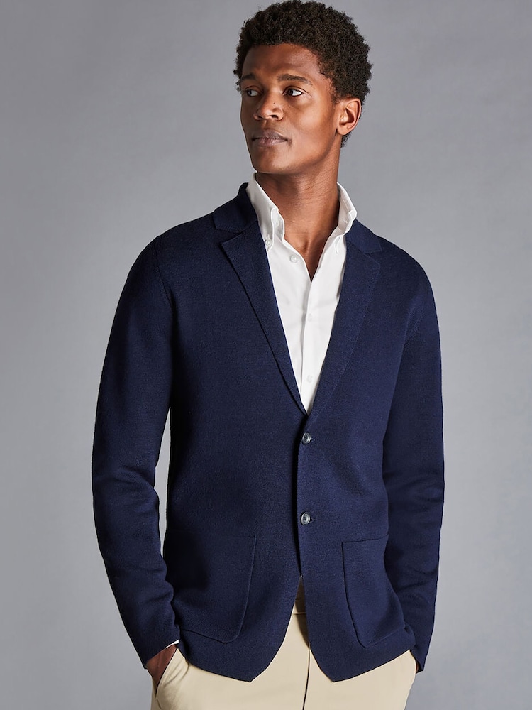 Charles Tyrwhitt Blue Pure Merino Sb Button Blazer - Image 1 of 6