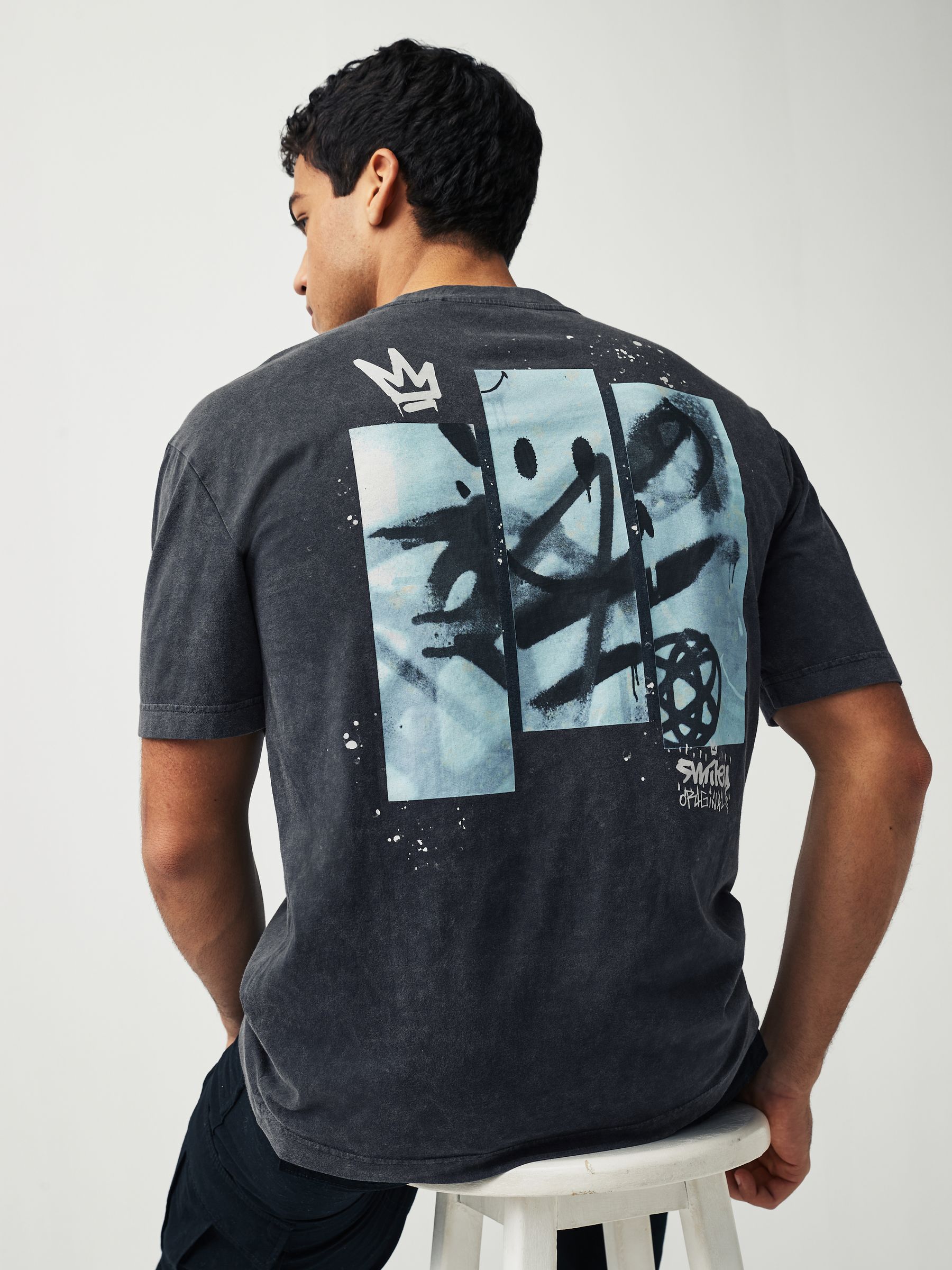 Buy Black Wash Smiley Originals Graffiti Licence T-Shirt from Next  Luxembourg