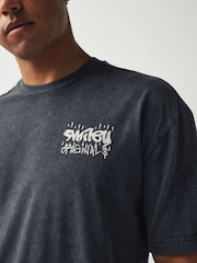 black wash - Smiley Originals Lizenziertes T-Shirt mit Graffiti - Bild 4 von 7