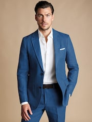 Charles Tyrwhitt Blue White Linen Classic Fit Jacket - Image 1 of 4