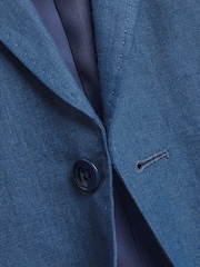 Charles Tyrwhitt Blue White Linen Classic Fit Jacket - Image 4 of 4