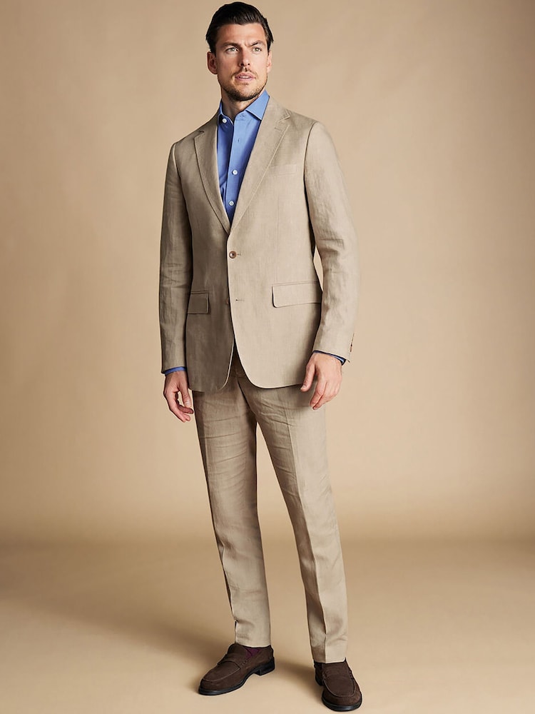 Charles Tyrwhitt Natural 100% Linen Classic Fit Jacket - Image 2 of 4
