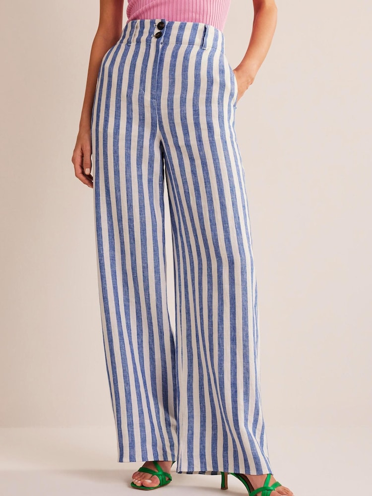 Boden Blue Highbury Linen Trousers - Image 1 of 5 Boden Blue Highbury Linen Trousers - Image 1 of 5