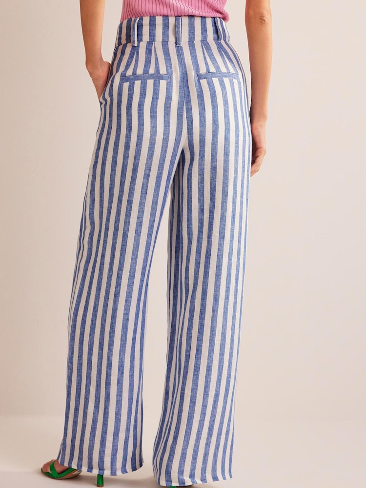 Boden Blue Highbury Linen Trousers - Image 2 of 5
