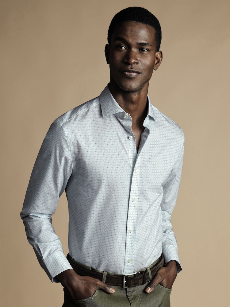 Charles Tyrwhitt Slim Fit Motif Non-Iron Print 100% Cotton Jeans - Изображение 1 из 6