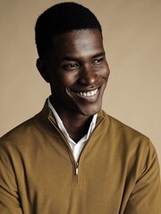 Charles Tyrwhitt Yellow Pure Merino Quarter Zip Jumper - Image 2 of 5