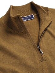 Charles Tyrwhitt Yellow Pure Merino Quarter Zip Jumper - Image 4 of 5