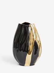 Black Gold Drip Statement Ceramic Vase - Image 2 of 3