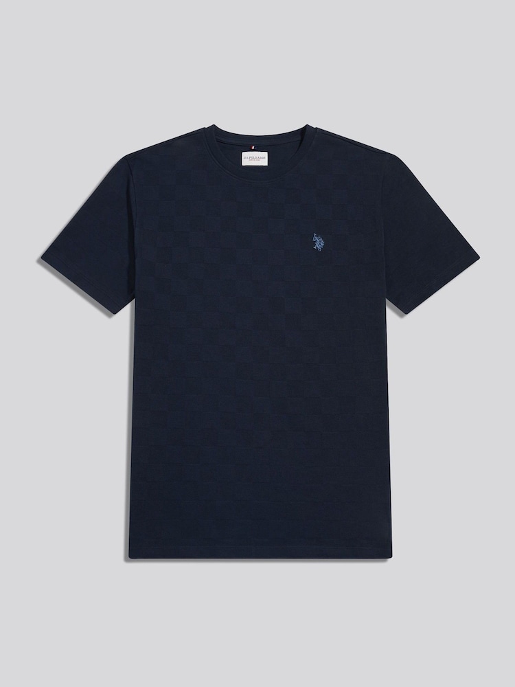 U.S. Polo Assn. Blue Enlarged Square Texture T-Shirt - Image 1 of 2