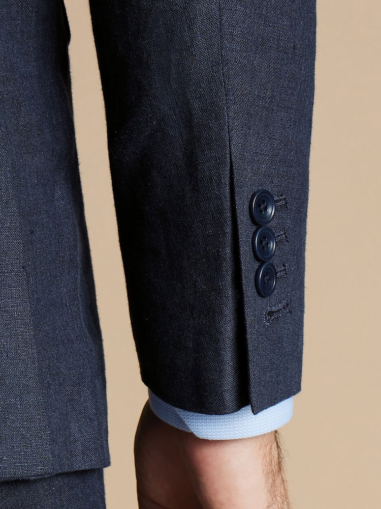 Charles Tyrwhitt Blue 100% Linen Classic Fit Jacket - Image 4 of 5