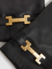 Reiss Black Harriet Leather Hardware Gloves - Image 3 of 3