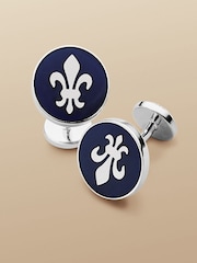Charles Tyrwhitt Blue Enamel Fleur De lys Round Cufflinks - Image 2 of 2
