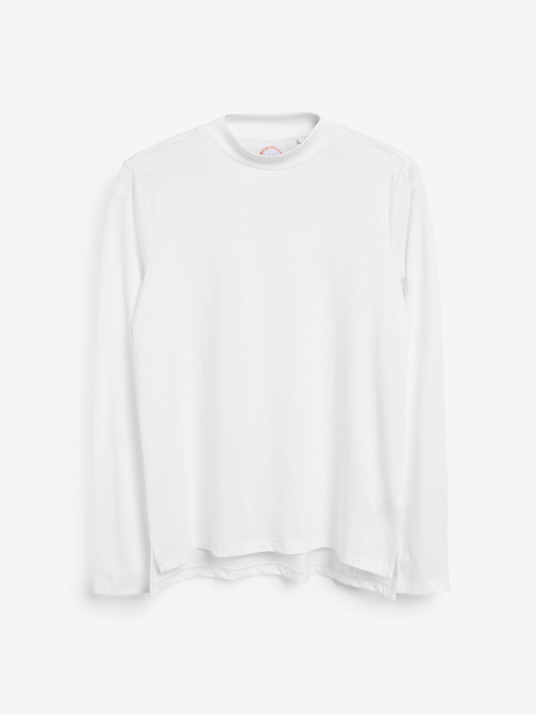 White high neck long sleeve top deals