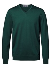 Charles Tyrwhitt Green Pure Merino V-Neck Jumper - Image 3 of 5