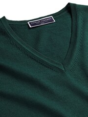 Charles Tyrwhitt Green Pure Merino V-Neck Jumper - Image 4 of 5