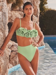 Sage Green Ruffle Bandeau Bikini Top - Image 2 of 6