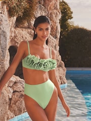 Sage Green Ruffle Bandeau Bikini Top - Image 3 of 6