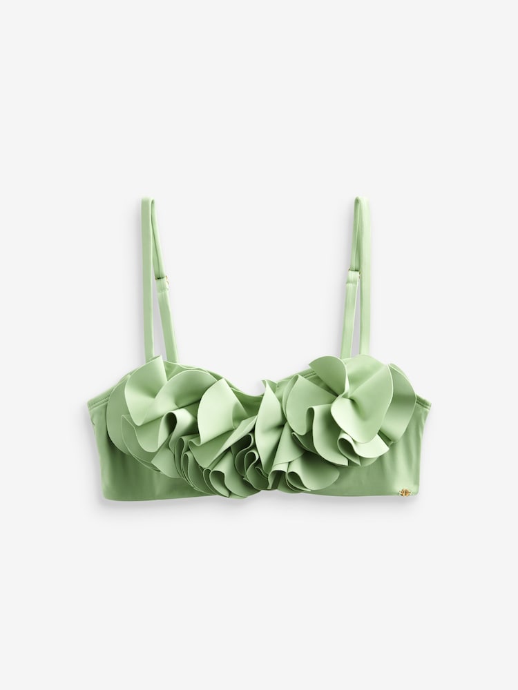 Sage Green Ruffle Bandeau Bikini Top - Image 6 of 6