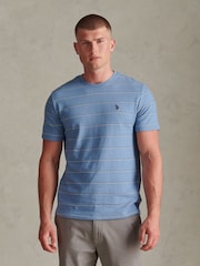 U.S. Polo Assn. Blue Flat Pile Terry Narrow Stripe T-Shirt - Image 1 of 6