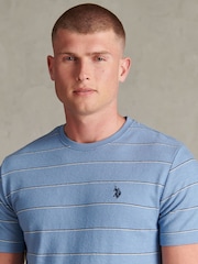 U.S. Polo Assn. Blue Flat Pile Terry Narrow Stripe T-Shirt - Image 2 of 6