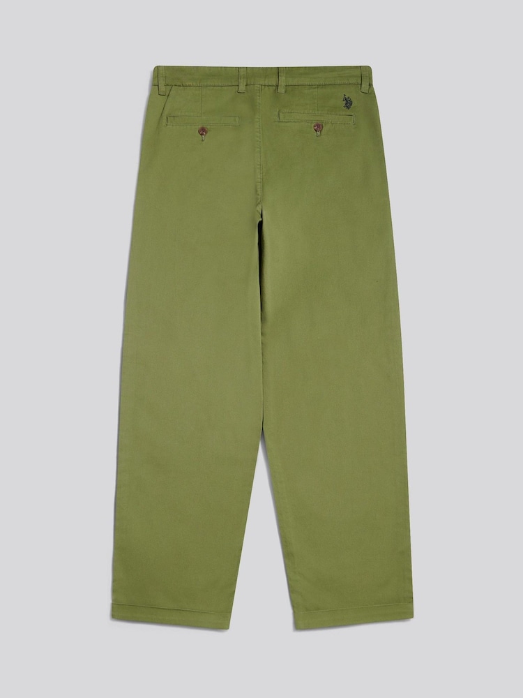 U.S. Polo Assn. Green Pleat Front Lightweight Chino Trousers - Image 2 of 4 U.S. Polo Assn. Green Pleat Front Lightweight Chino Trousers - Image 2 of 4