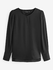 Black Long Sleeve Keyhole Blouse - Image 5 of 6