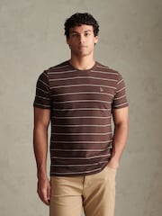 U.S. Polo Assn. Brown Flat Pile Terry Narrow Stripe T-Shirt - Image 1 of 6