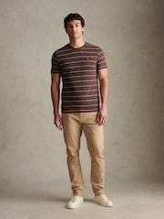 U.S. Polo Assn. Brown Flat Pile Terry Narrow Stripe T-Shirt - Image 3 of 6