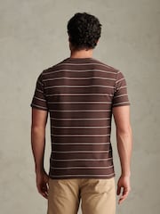 U.S. Polo Assn. Brown Flat Pile Terry Narrow Stripe T-Shirt - Image 4 of 6