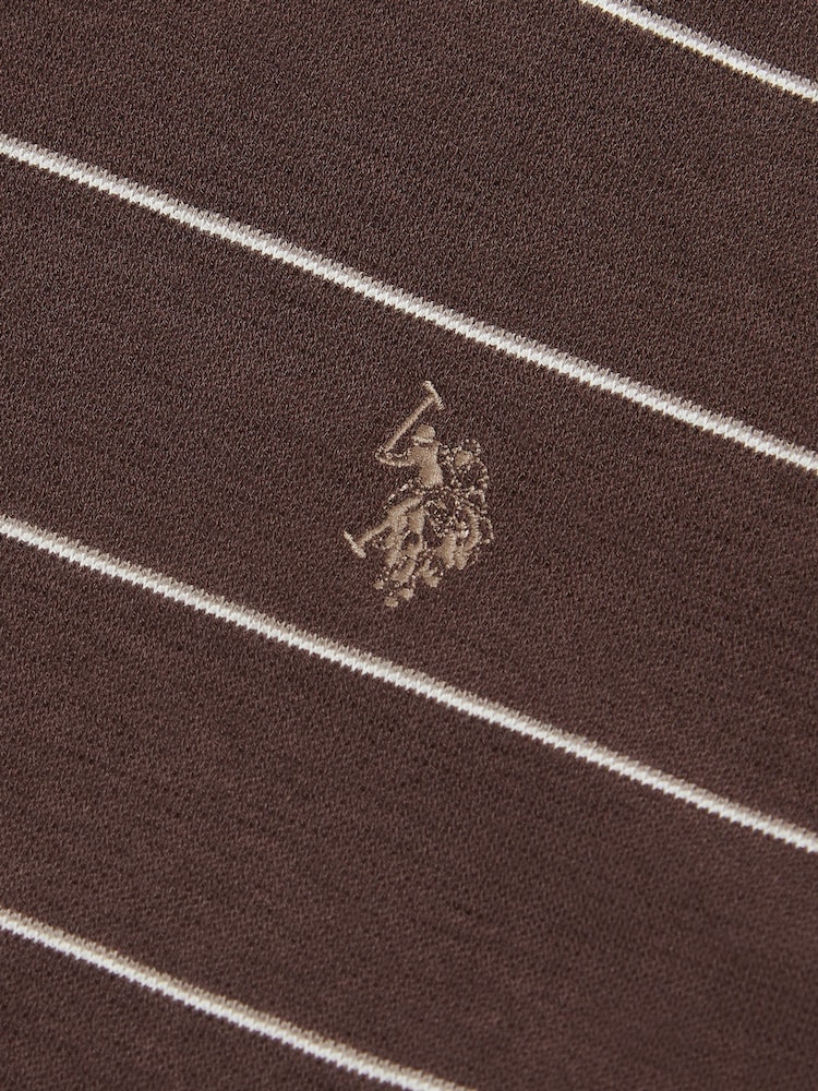 U.S. Polo Assn. Brown Flat Pile Terry Narrow Stripe T-Shirt - Image 6 of 6 U.S. Polo Assn. Brown Flat Pile Terry Narrow Stripe T-Shirt - Image 6 of 6