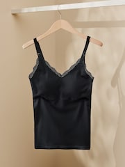 Black Maternity Nursing Lace Trim Vest Top - Image 6 of 10