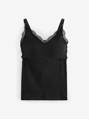 Black Maternity Nursing Lace Trim Vest Top - Image 7 of 10