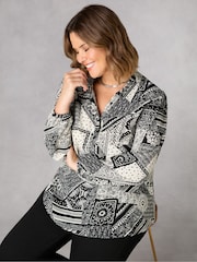 Live Unlimited Curve - Patchwork Paisley Print Swing Black Shirt - Image 4 of 6