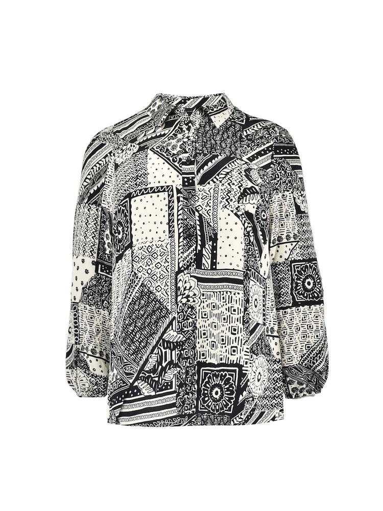 Live Unlimited Curve - Patchwork Paisley Print Swing Black Shirt - Image 6 of 6