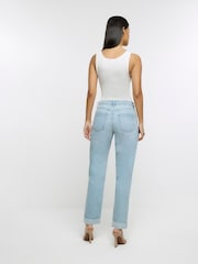 River Island Blue Mid Rise Relaxed Straight Jeans - Image 2 of 6