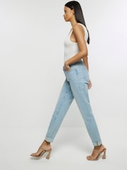 River Island Blue Mid Rise Relaxed Straight Jeans - Image 3 of 6
