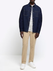 Natural - Pantalones chinos ajustados con efecto lavado de River Island - Imagen 1 de 4