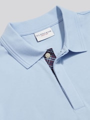 U.S. Polo Assn Blue Check Trim Mercerised Cotton Polo Shirt - Image 2 of 3