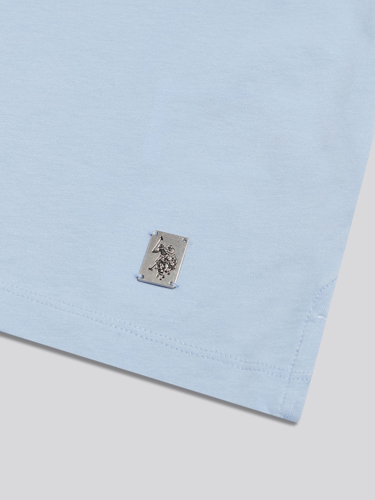 U.S. Polo Assn Blue Check Trim Mercerised Cotton Polo Shirt - Image 3 of 3 U.S. Polo Assn Blue Check Trim Mercerised Cotton Polo Shirt - Image 3 of 3