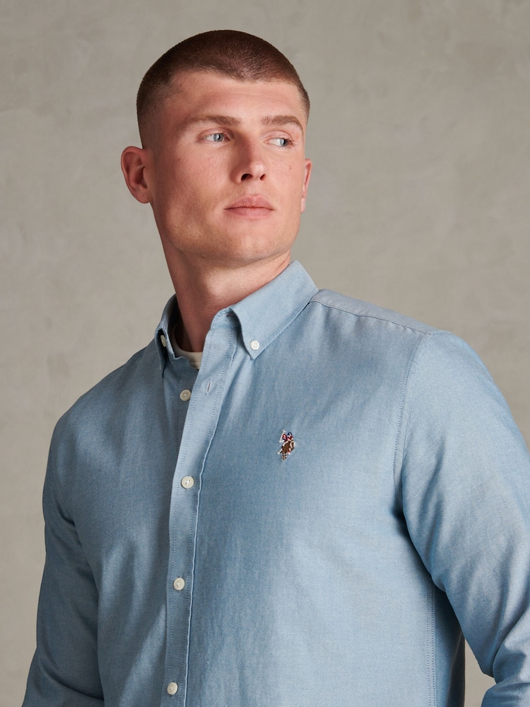 U.S. Polo Assn. Blue Peached Oxford Shirt - Image 2 of 3 U.S. Polo Assn. Blue Peached Oxford Shirt - Image 2 of 3