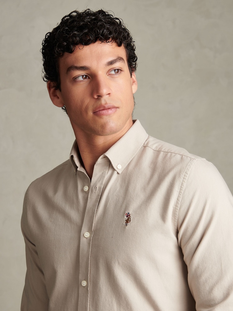U.S. Polo Assn. Cream Peached Oxford Shirt - Image 2 of 7 U.S. Polo Assn. Cream Peached Oxford Shirt - Image 2 of 7
