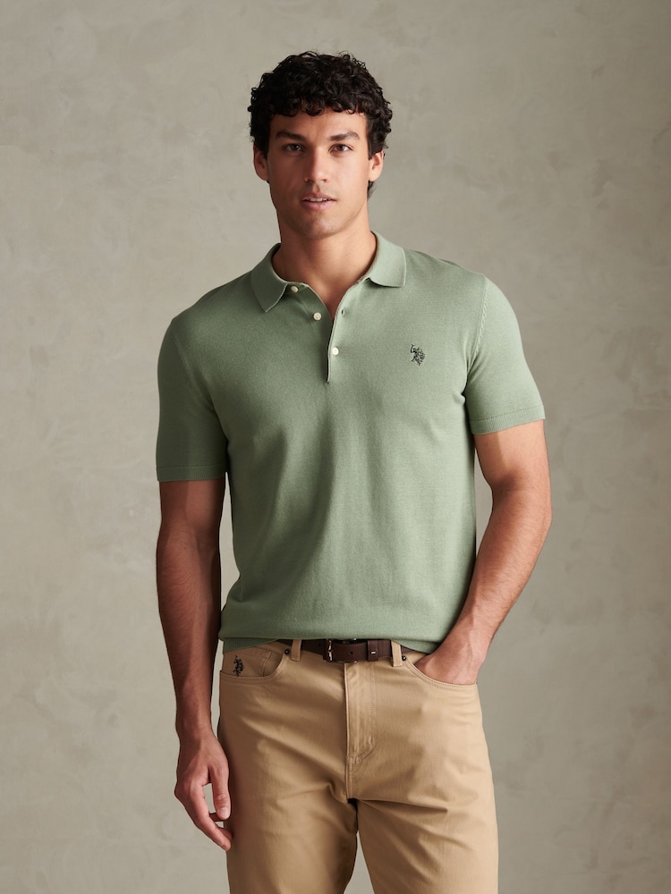Verde - U.S. Polo Assn. Camisa polo masculina de algodão penteado - Imagem 1 de 4
