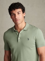 Verde - U.S. Polo Assn. Camisa polo masculina de algodão penteado - Imagem 2 de 4