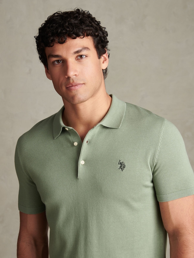 Verde - U.S. Polo Assn. Camisa polo masculina de algodão penteado - Imagem 2 de 4