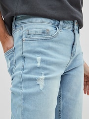 Bleach Blue Ripped Knee Shorts - Image 3 of 4